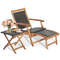 Foldable Patio Lounge Chair Set With Acacia Wood Side Table Rattan Recliners With Retractable Ottom 5