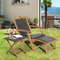 Foldable Patio Lounge Chair Set With Acacia Wood Side Table Rattan Recliners With Retractable Ottom 4