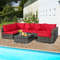 Modern Patio Rattan Furniture Set With Sectional Sofa Cushioned Outdoor PE Wicker Seating Set With  2