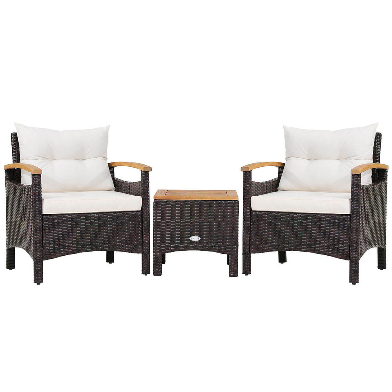 Outdoor Patio Rattan Furniture Set With Removable Cushions And Coffee Table PE Wicker Chairs For Ba 0