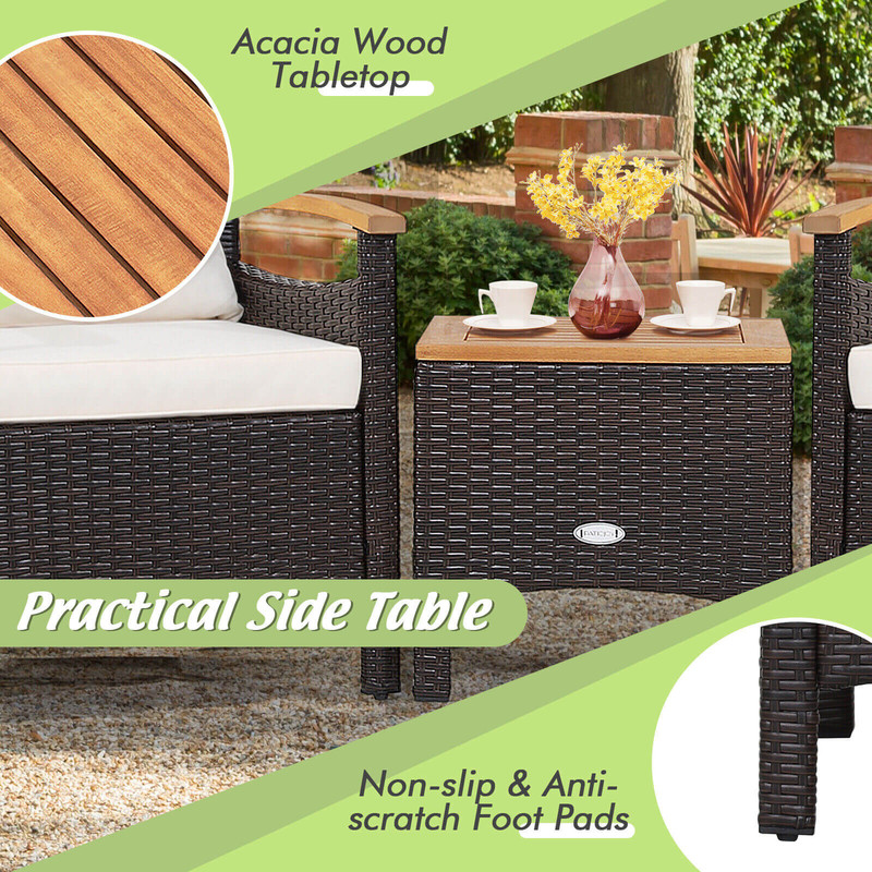 Outdoor Patio Rattan Furniture Set With Removable Cushions And Coffee Table PE Wicker Chairs For Ba 4