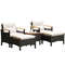 Outdoor Patio Conversation Set With Cushions Coffee Table And Ottomans PE Rattan Furniture For Back 0