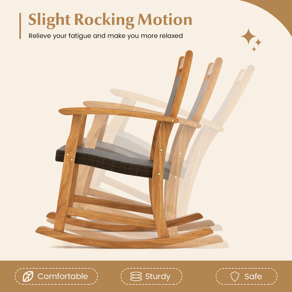 Patio Rocking Chair Set With Side Table Solid Acacia Wood Outdoor Rockers For Garden Porch Or Balco 4