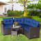 Outdoor Patio Rattan Furniture Set Cushioned Sofa Seating With Tempered Glass Table For Balcony Dec 1