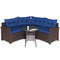 Outdoor Patio Rattan Furniture Set Cushioned Sofa Seating With Tempered Glass Table For Balcony Dec 0