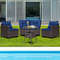 Outdoor Patio Rattan Furniture Set Cushioned Sofa Seating With Tempered Glass Table For Balcony Dec 4