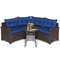 Outdoor Patio Rattan Furniture Set Cushioned Sofa Seating With Tempered Glass Table For Balcony Dec 5