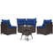 Outdoor Patio Rattan Furniture Set Cushioned Sofa Seating With Tempered Glass Table For Balcony Dec 7