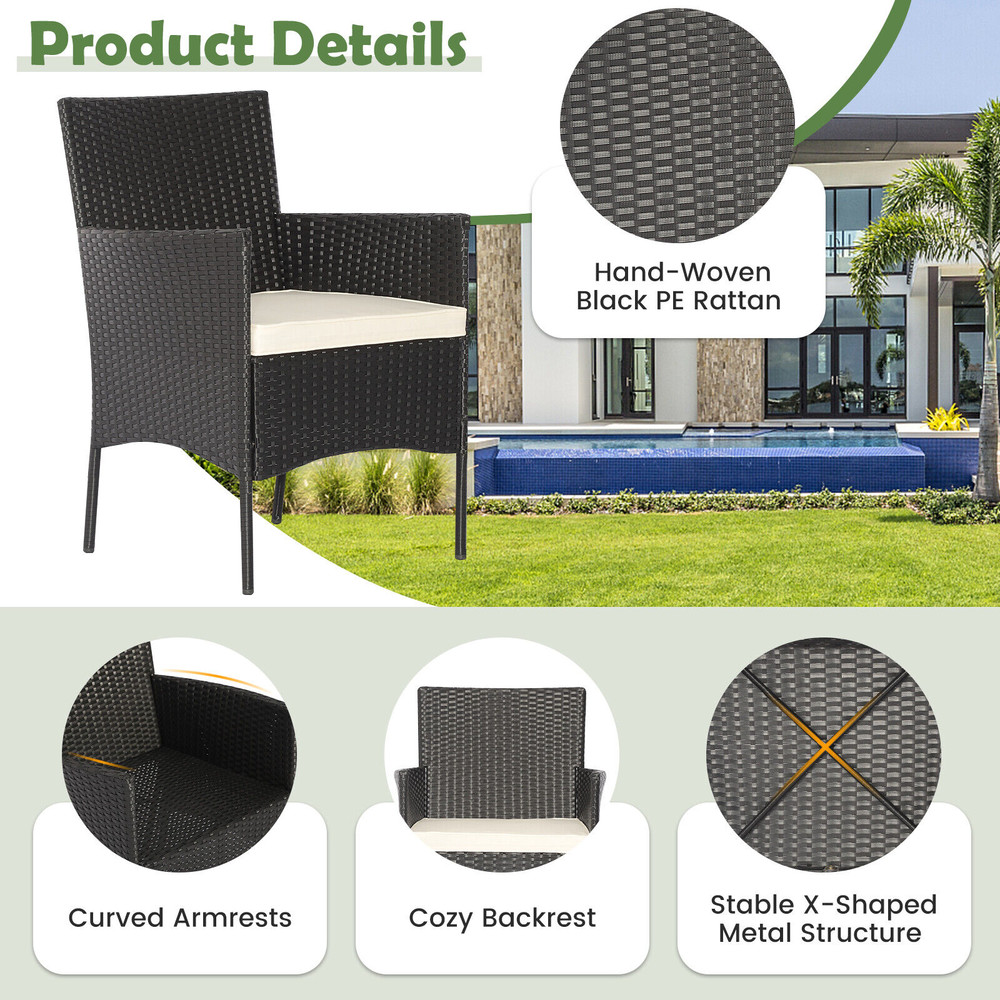 Modern Outdoor Wicker Sofa Set With Coffee Table And Ottomans PE Rattan Patio Seating Set For Porch 5
