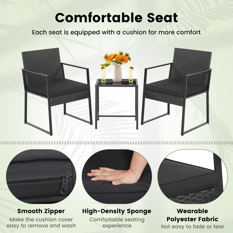 Modern Heavy Duty Patio Furniture Set With Coffee Table Outdoor Wicker Armchairs For Small Spaces B 4