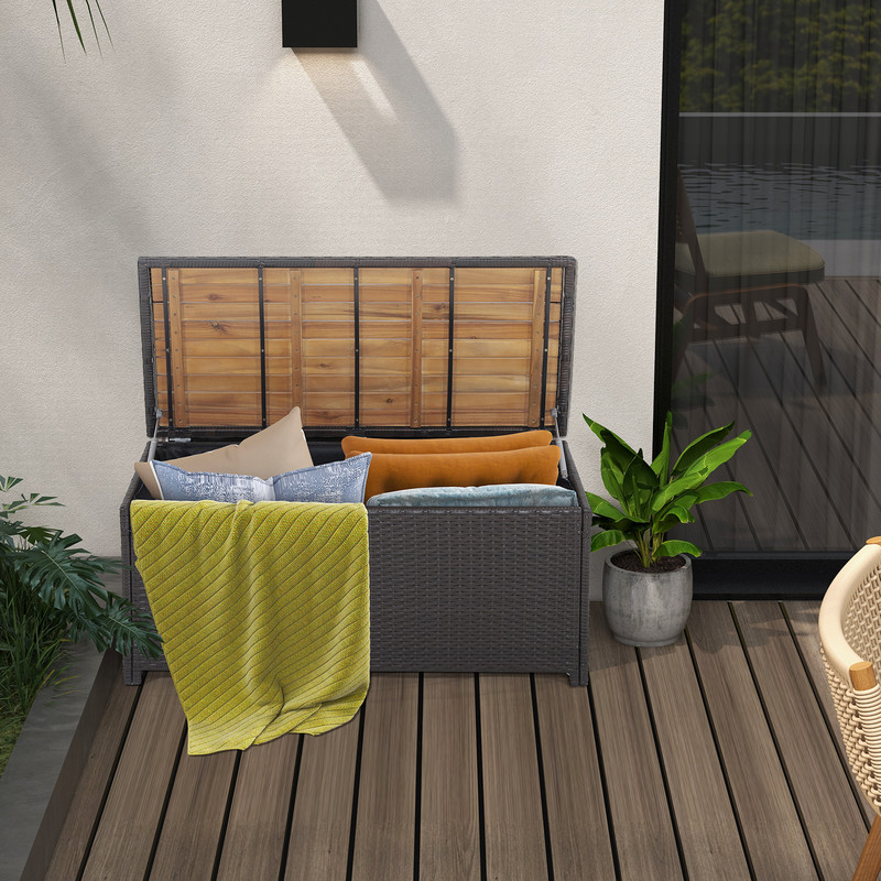 45 Gallon Outdoor Storage Bench with Zippered Liner – Waterproof Patio Bench & Deck Box
