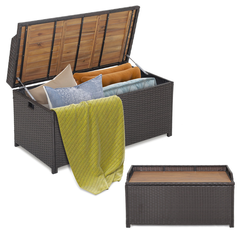 45 Gallon Outdoor Storage Bench with Zippered Liner – Waterproof Patio Bench & Deck Box