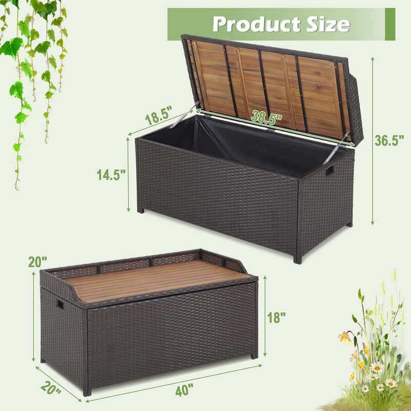45 Gallon Outdoor Storage Bench with Zippered Liner – Waterproof Patio Bench & Deck Box
