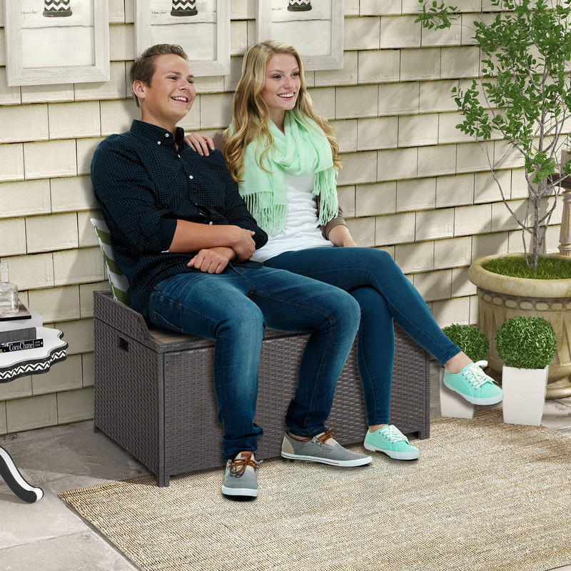45 Gallon Outdoor Storage Bench with Zippered Liner – Waterproof Patio Bench & Deck Box