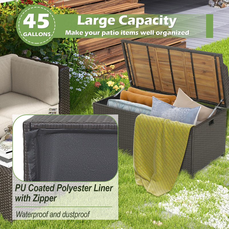 45 Gallon Outdoor Storage Bench with Zippered Liner – Waterproof Patio Bench & Deck Box
