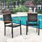 Set Of 4 Outdoor Patio PE Rattan Dining Chairs With PowderCoated Steel Frame RustResistant Stacka 2