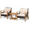 3-Piece Patio Wicker Furniture Set with 2-Tier Side Table & Cushioned Armchairs – Outdoor Acacia Wood Lounge Set