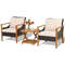 3-Piece Patio Wicker Furniture Set with 2-Tier Side Table & Cushioned Armchairs – Outdoor Acacia Wood Lounge Set