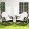 Patio Rattan Rocking Chair with Seat Back Cushions & Waist Pillow, Ergonomic Outdoor Rocker
