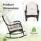 Patio Rattan Rocking Chair with Seat Back Cushions & Waist Pillow, Ergonomic Outdoor Rocker