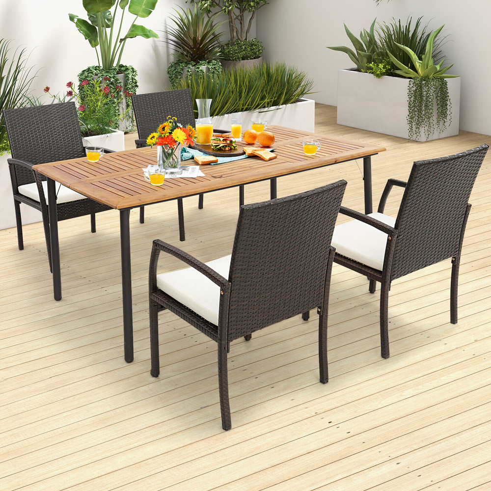 2-Piece Patio Wicker Dining Armchair Set with Soft Zippered Cushion – Set of 2 Outdoor Chairs