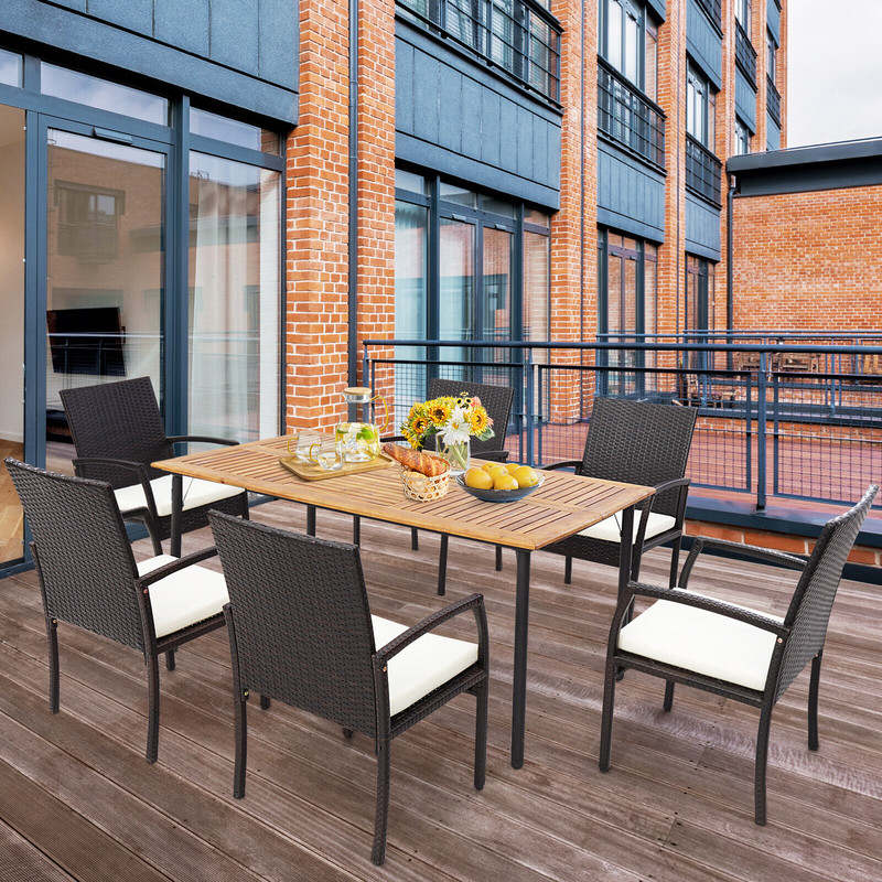 2-Piece Patio Wicker Dining Armchair Set with Soft Zippered Cushion – Set of 2 Outdoor Chairs