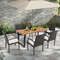 Outdoor Dining Set 7 Piece Weather Resistant Rattan Table & Chairs with Cushions,Umbrella Hole & Heavy Duty Metal Frame