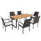 Outdoor Dining Set 7 Piece Weather Resistant Rattan Table & Chairs with Cushions,Umbrella Hole & Heavy Duty Metal Frame