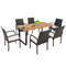 Outdoor Dining Set 7 Piece Weather Resistant Rattan Table & Chairs with Cushions,Umbrella Hole & Heavy Duty Metal Frame