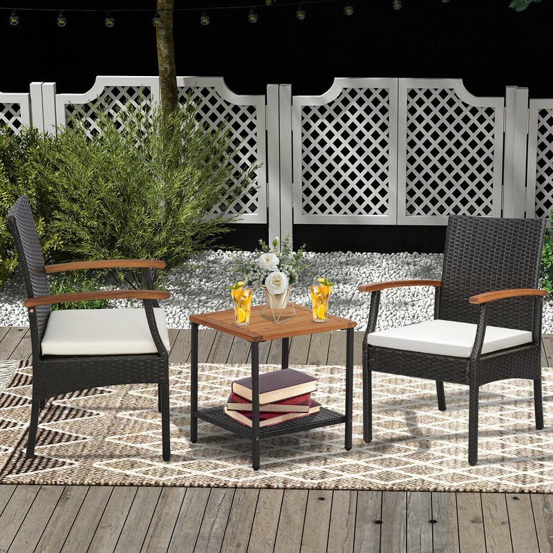 Outdoor Wicker Chairs,Weather Resistant PE Rattan with Soft Cushions,Heavy Duty Metal Frame,Perfect for Patio & Backyard