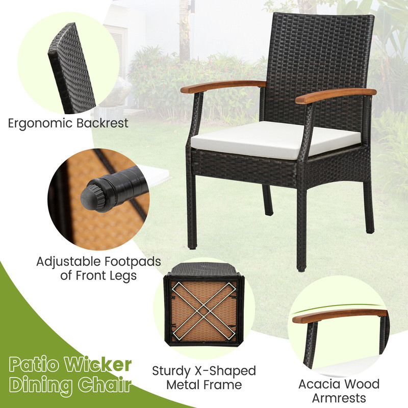 Outdoor Wicker Chairs,Weather Resistant PE Rattan with Soft Cushions,Heavy Duty Metal Frame,Perfect for Patio & Backyard