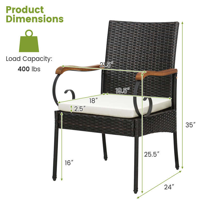 Outdoor Dining Set,Weather Resistant PE Rattan Chairs & Spacious Table with 2 Umbrella Hole Perfect for Gardens & Patios