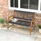 Outdoor Acacia Wood Bench with Rope Woven Backrest & Armrests Sturdy 2 Person Seating for Garden, Patio & Backyard
