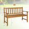 2 Person Outdoor Acacia Wood Bench with Backrest Sturdy & Comfortable Garden Seating
