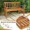 2 Person Patio Acacia Wood Bench with Backrest & Armrests Sturdy Outdoor Seating