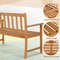 2 Person Patio Acacia Wood Bench with Backrest & Armrests Sturdy Outdoor Seating