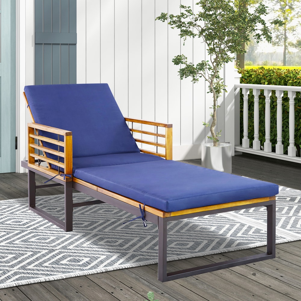 Adjustable Cushioned Patio Chaise Lounge Chair With 4Level Backrest HeavyDuty Comfortable 1