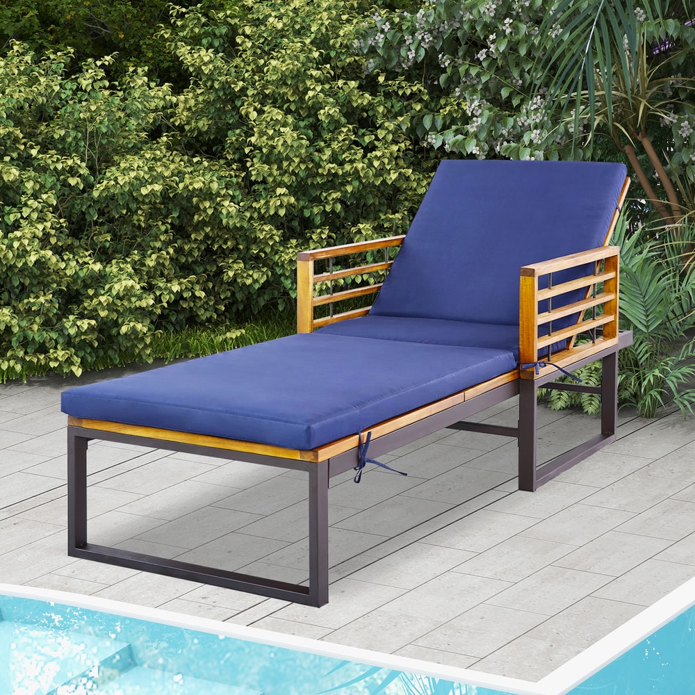 Adjustable Cushioned Patio Chaise Lounge Chair With 4Level Backrest HeavyDuty Comfortable 0