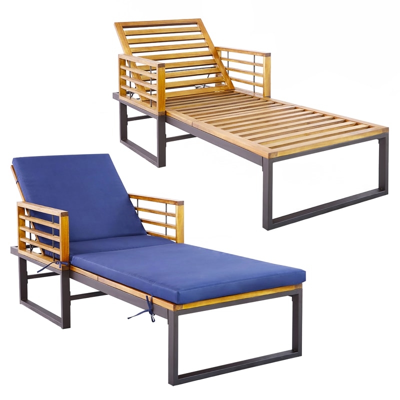 Adjustable Cushioned Patio Chaise Lounge Chair With 4Level Backrest HeavyDuty Comfortable 6