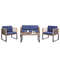 Acacia Wood Patio Set 4Piece Conversation Set With Soft Seat Cushions  Rustproof Metal Frame 5