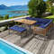 Acacia Wood Patio Dining Set 8Piece Outdoor Furniture With Ottoman Corner Sofa  Umbrella Hole 7