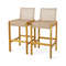 2Piece Rattan Barstool Set Patio Wood Dining Chairs With Ergonomic Backrest  Footrest 6