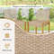 2Piece Rattan Barstool Set Patio Wood Dining Chairs With Ergonomic Backrest  Footrest 5