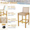 2Piece Rattan Barstool Set Patio Wood Dining Chairs With Ergonomic Backrest  Footrest 2
