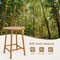 Acacia Wood Bar Height Table, 31.5" Round Outdoor Table with Umbrella Hole, Slatted Tabletop & Footrests