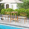 Acacia Wood Bar Height Table, 31.5" Round Outdoor Table with Umbrella Hole, Slatted Tabletop & Footrests