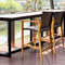 Acacia Wood Bar Chairs (Set of 2), PE Wicker Patio Stools with Comfortable Armrests & Sturdy Frame