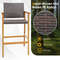 Acacia Wood Bar Chairs (Set of 2), PE Wicker Patio Stools with Comfortable Armrests & Sturdy Frame