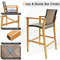 Acacia Wood Bar Chairs (Set of 2), PE Wicker Patio Stools with Comfortable Armrests & Sturdy Frame