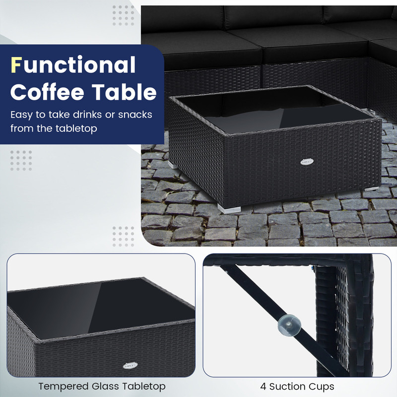 10Piece Outdoor Wicker Conversation Set With Seat  Back Cushions PE Rattan Patio Furniture 5